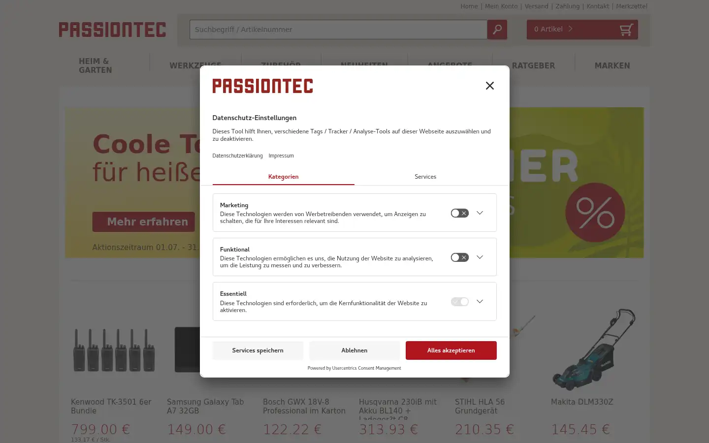 Screenshot of passiontec.de
