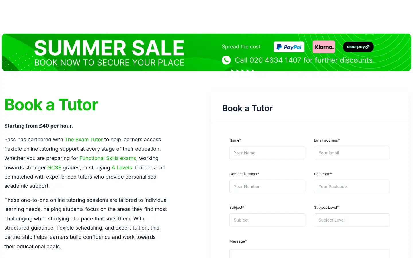 Screenshot of passlearn.co.uk