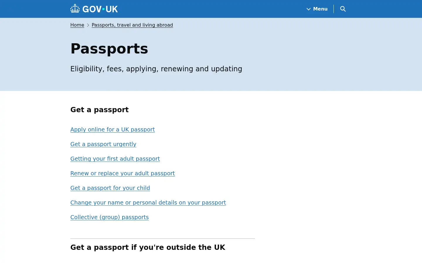 Screenshot of passport.service.gov.uk