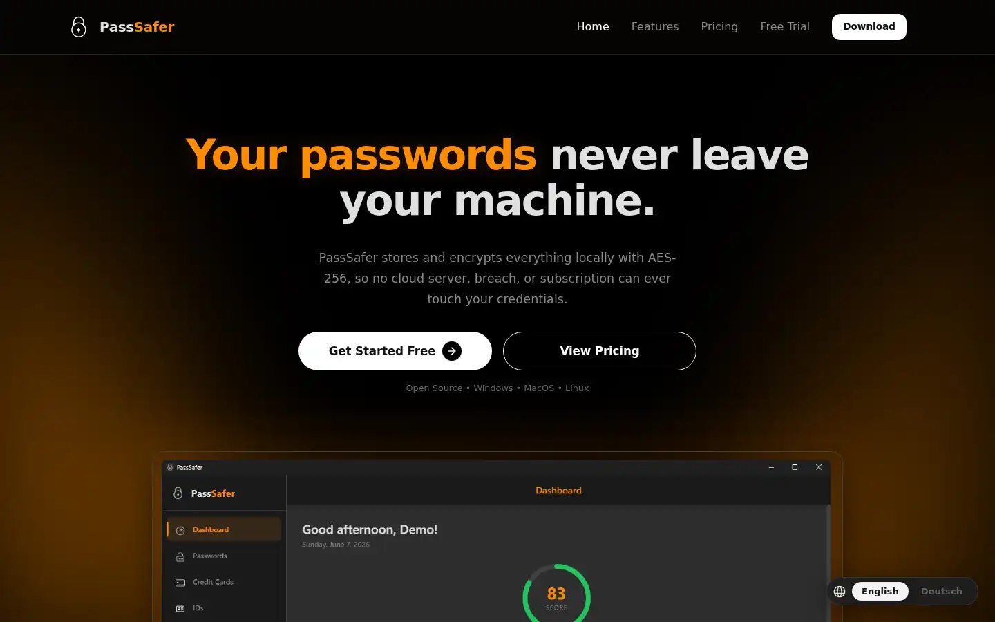 Screenshot of passsafer.com