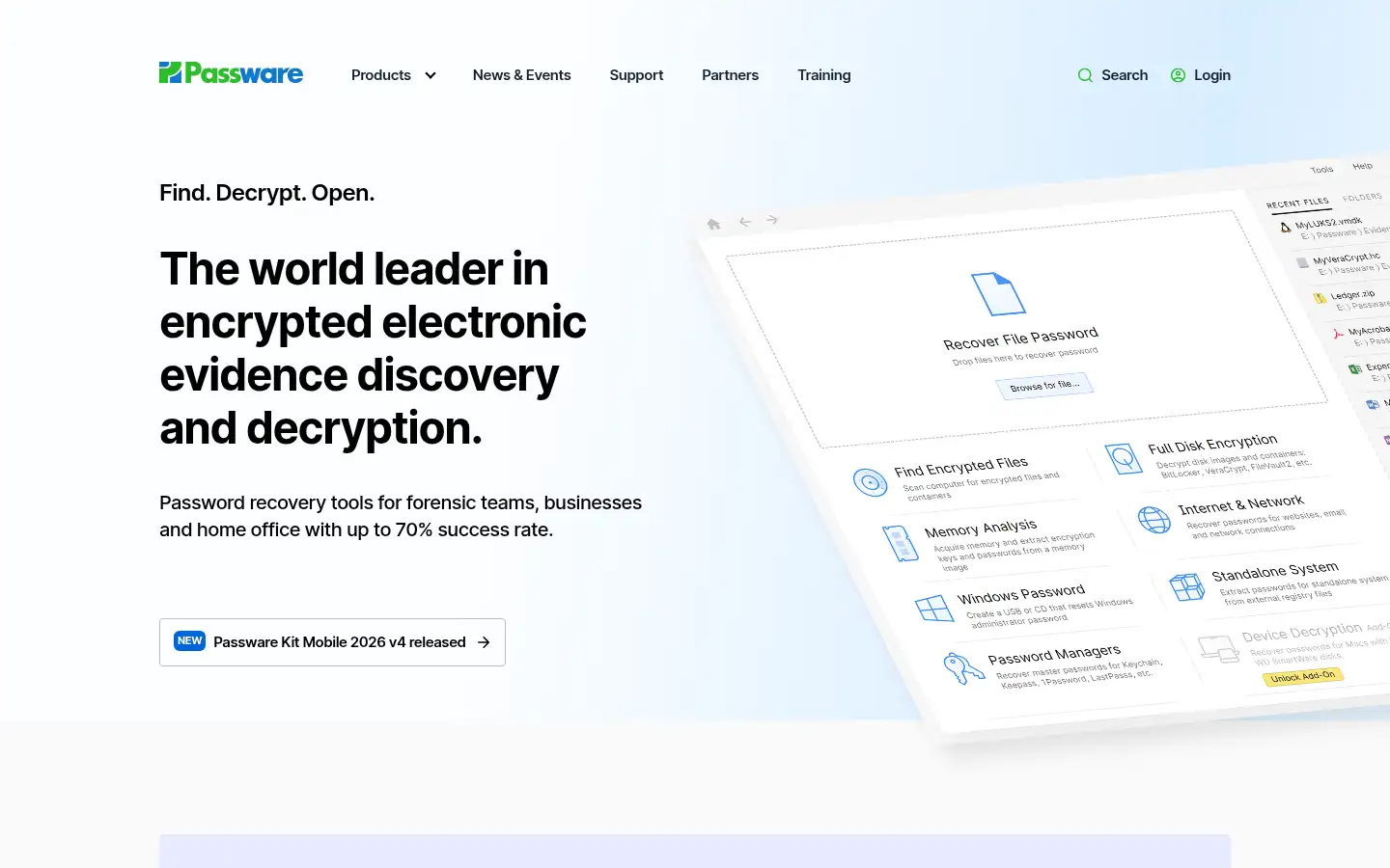 Screenshot of passware.com