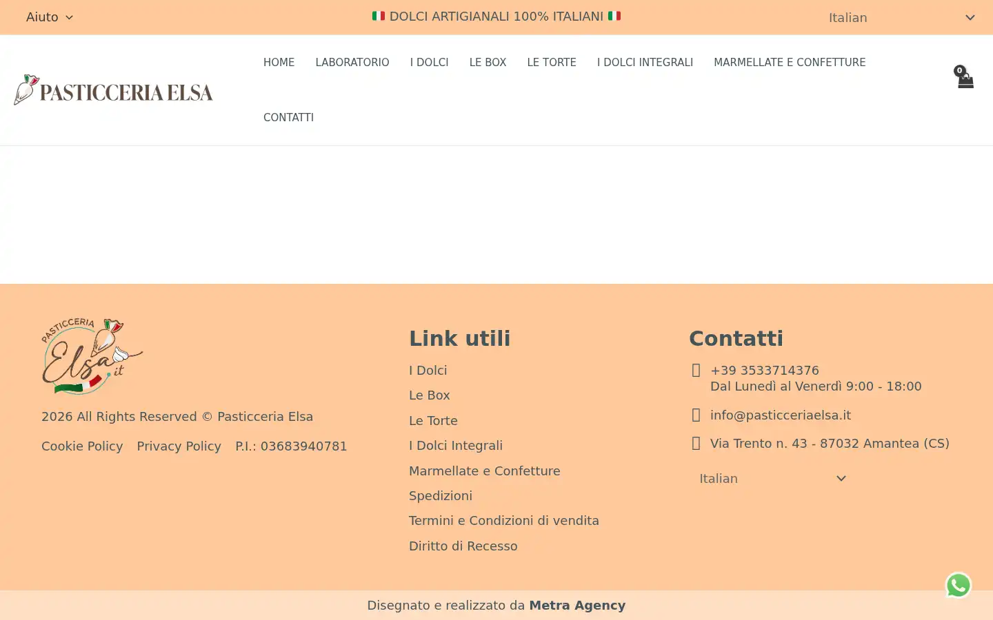 Screenshot of pasticceriaelsa.it
