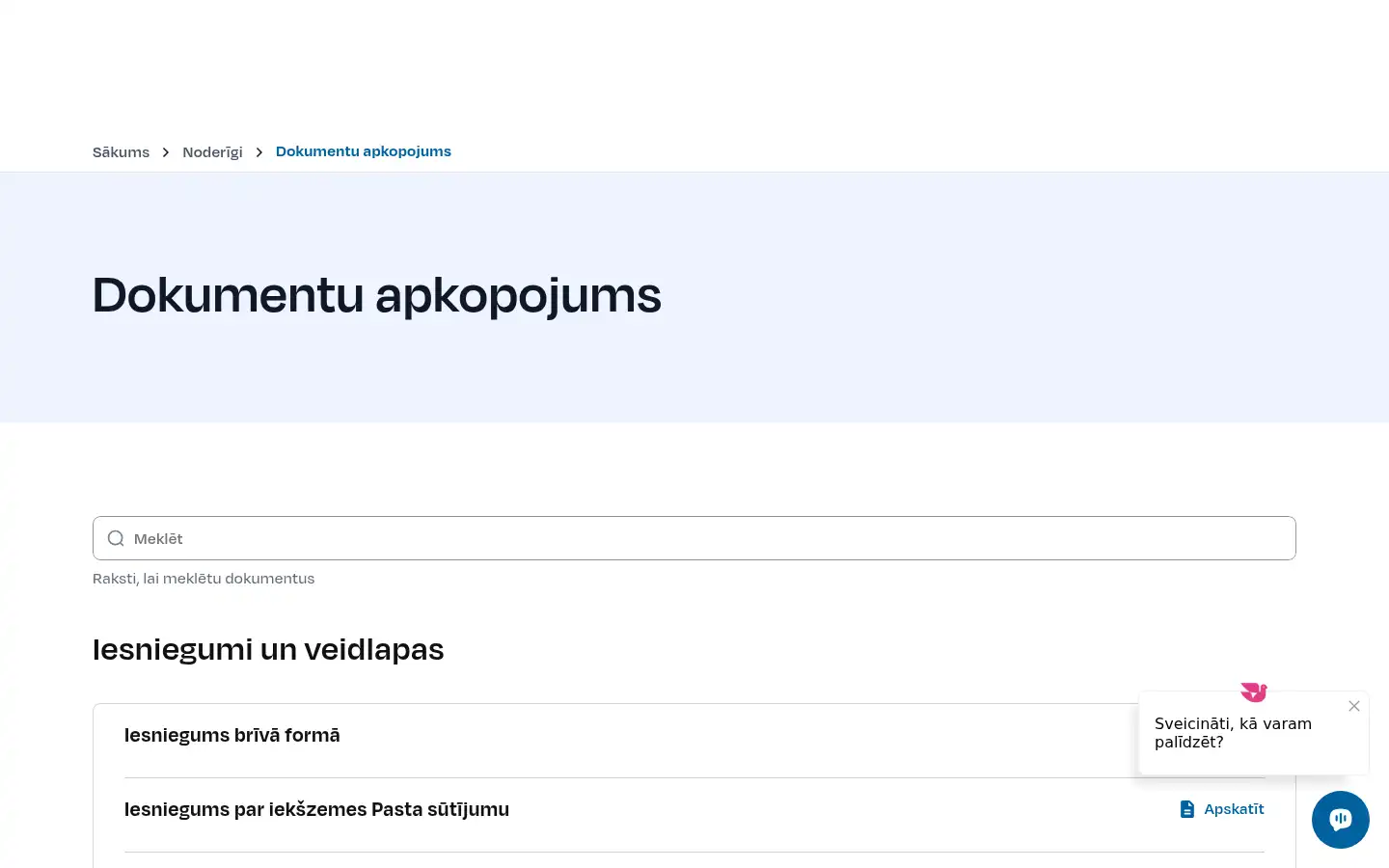 Screenshot of pasts.lv