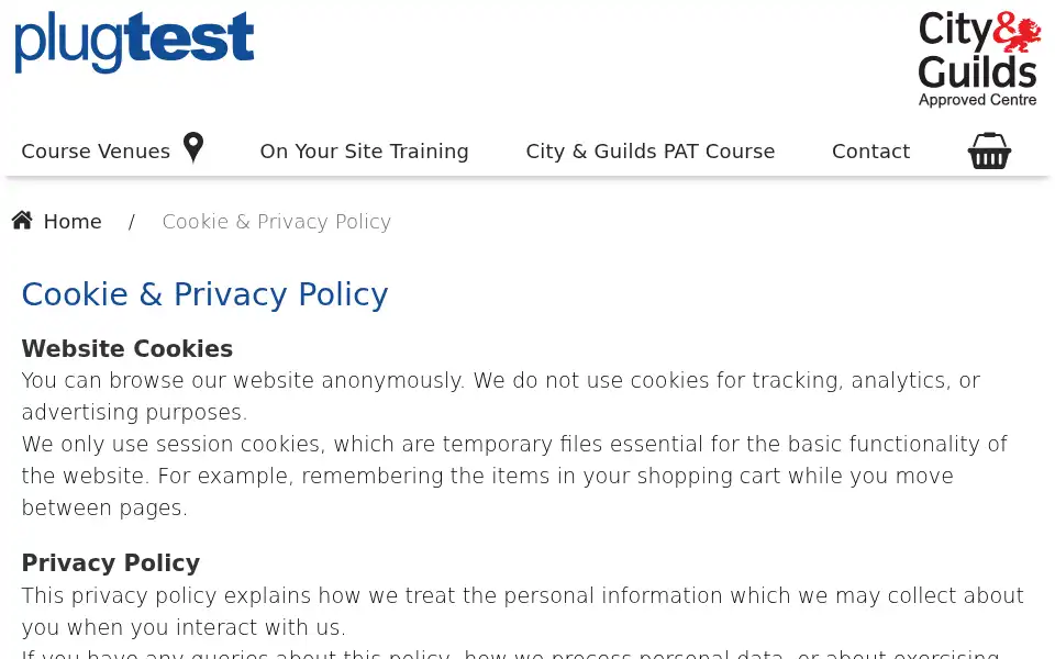 Screenshot of pat-testing-training.net