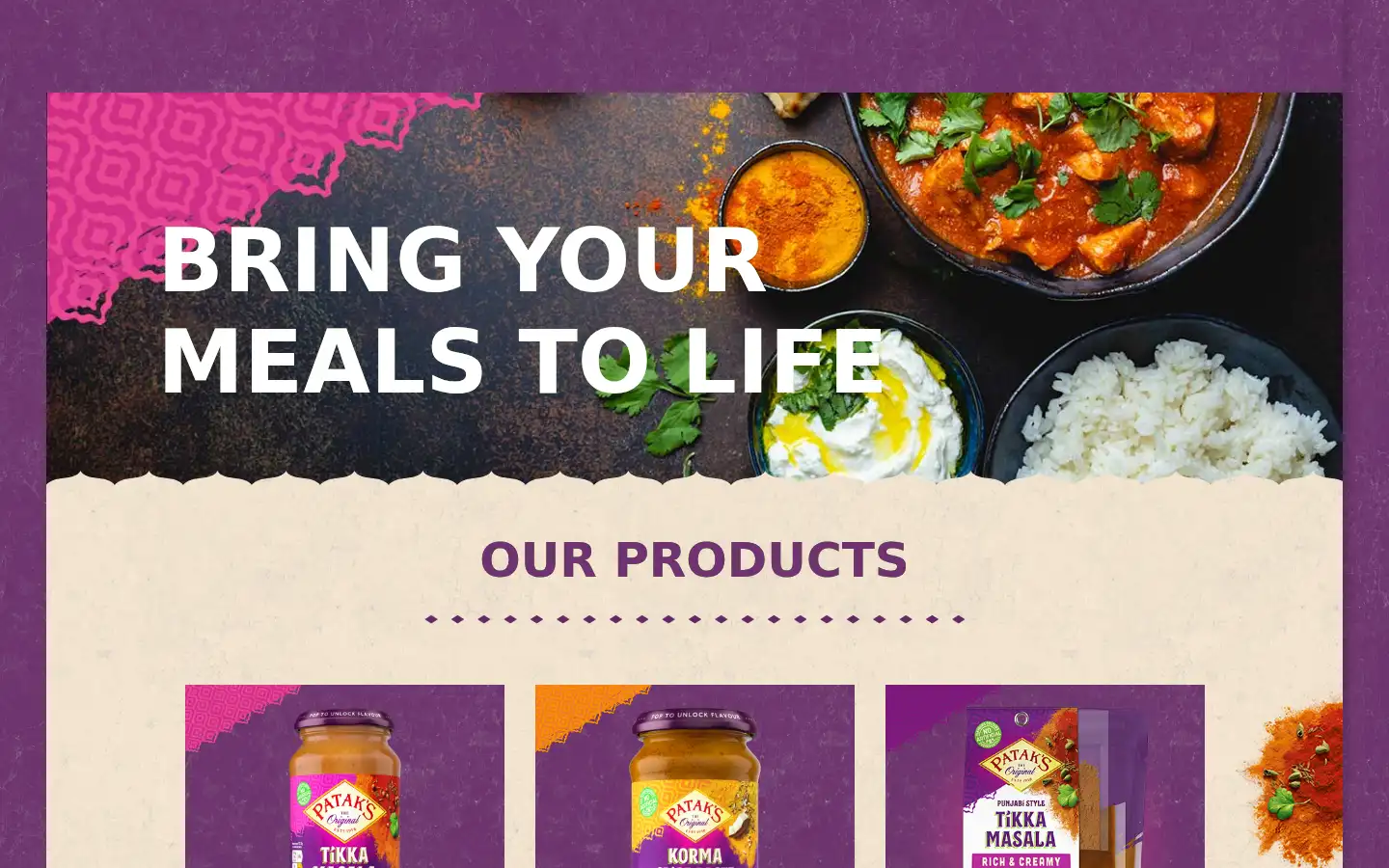 Screenshot of pataks.co.uk