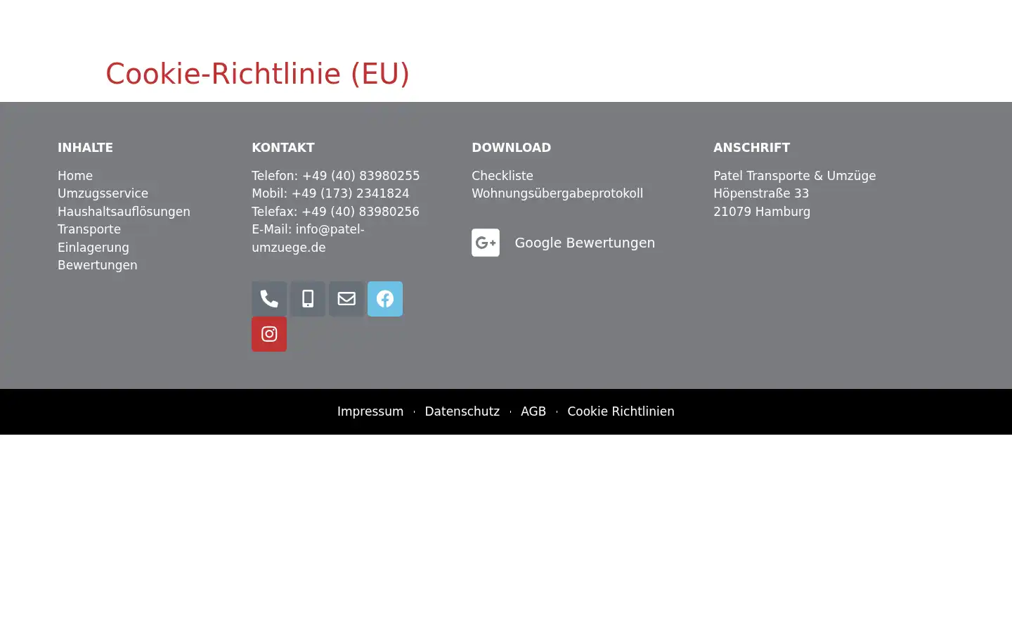 Screenshot of patel-transporte.de