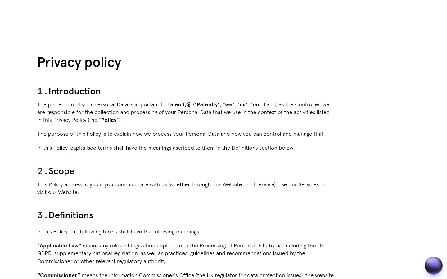 Screenshot of patently.com