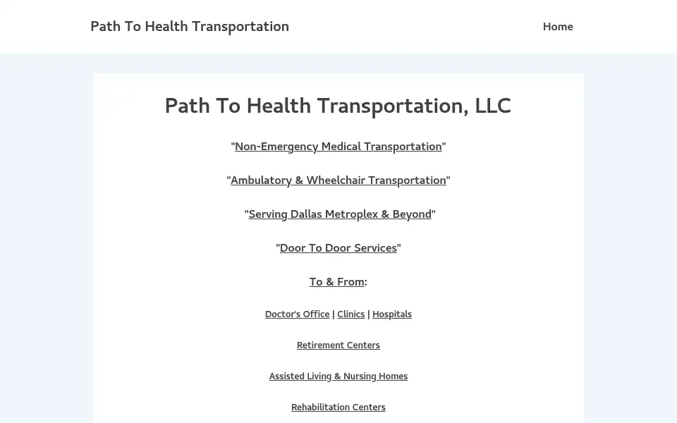Screenshot of pathtohealthtransportation.com