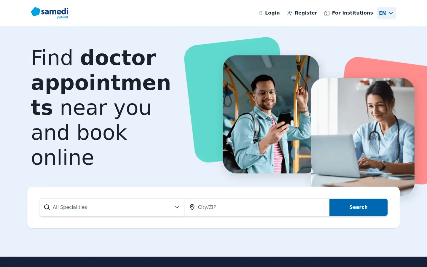 Screenshot of patient.samedi.de