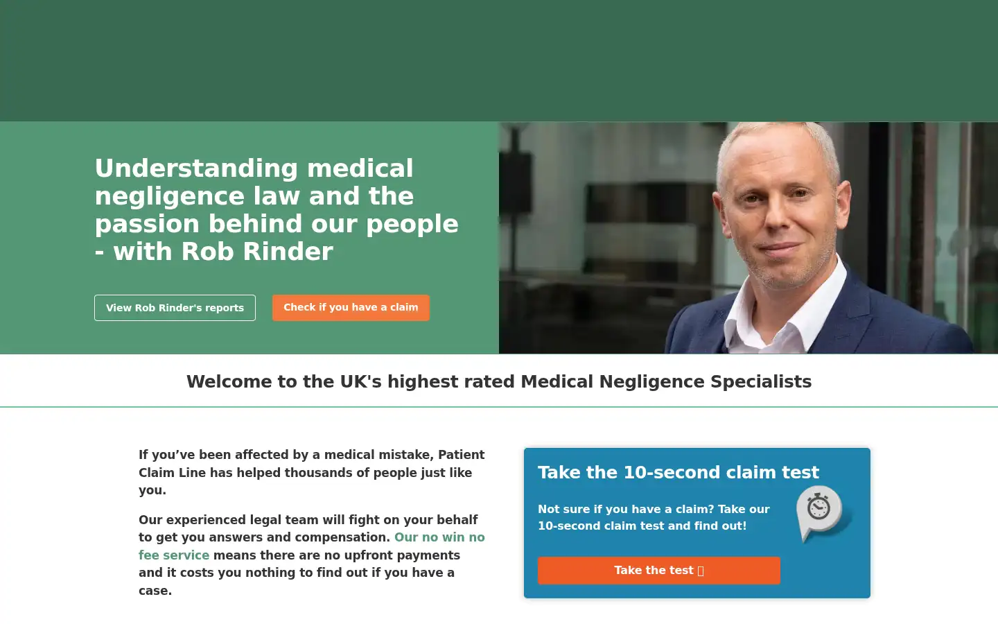 Screenshot of patientclaimline.com