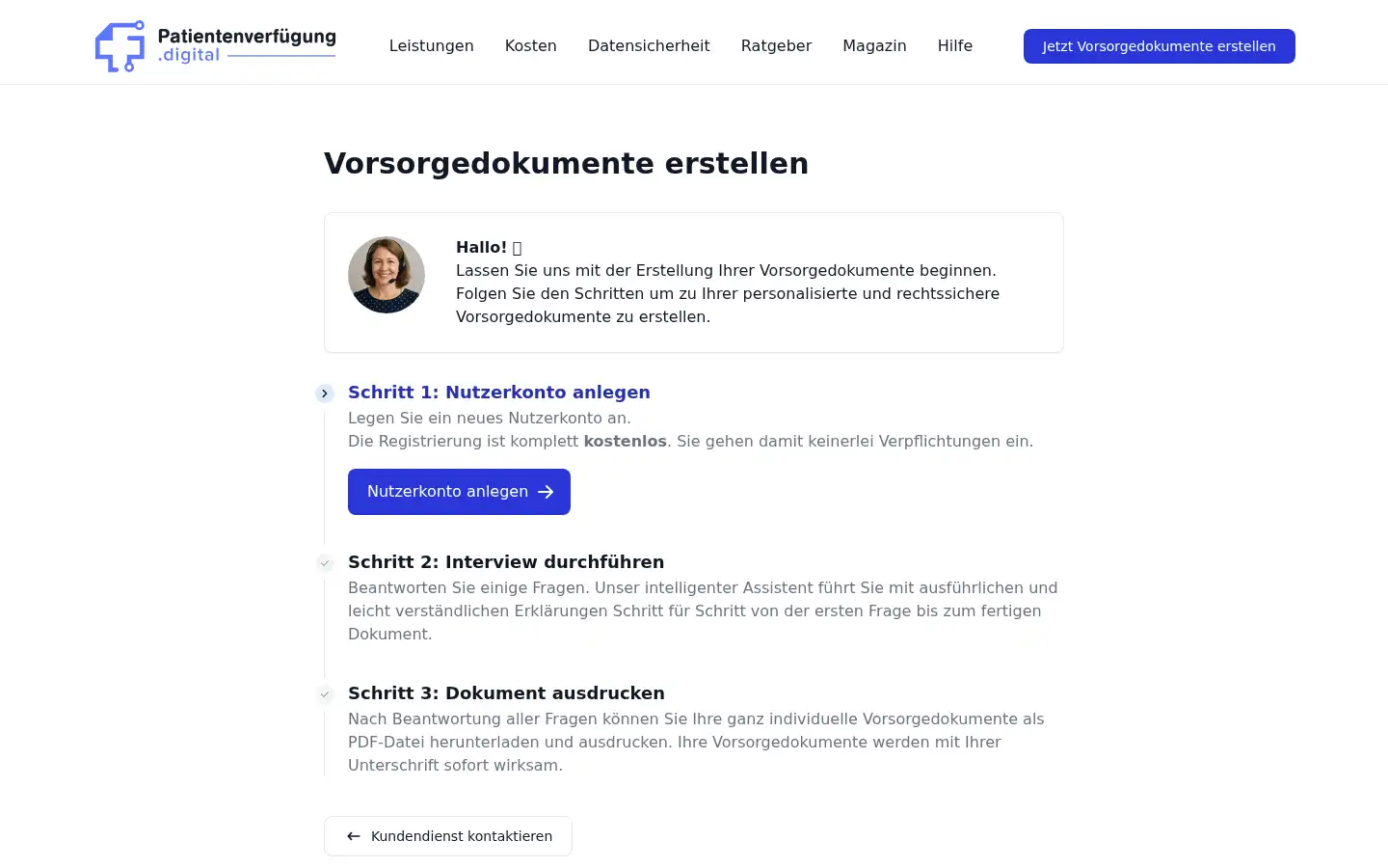Screenshot of patientenverfuegung.digital