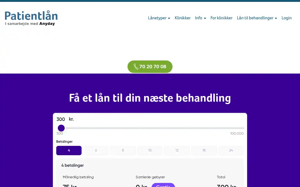 Screenshot of patientlaan.dk