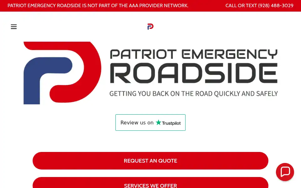 Screenshot of patriotemergencyroadside.com