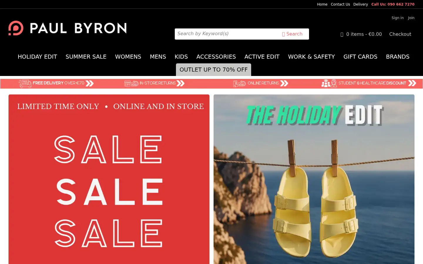 Screenshot of paulbyronshoes.com