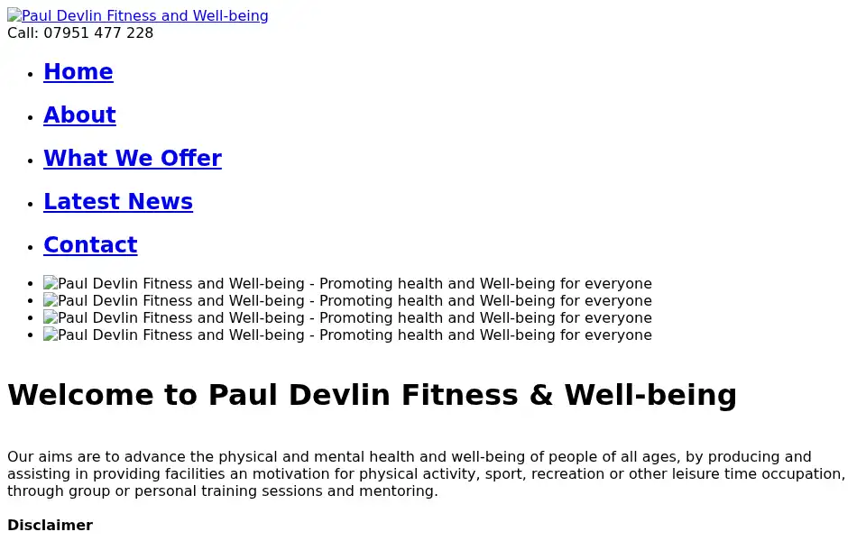 Screenshot of pauldevlinfitness.co.uk