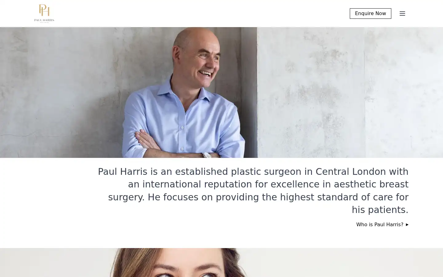 Screenshot of paulharrisplasticsurgeon.co.uk