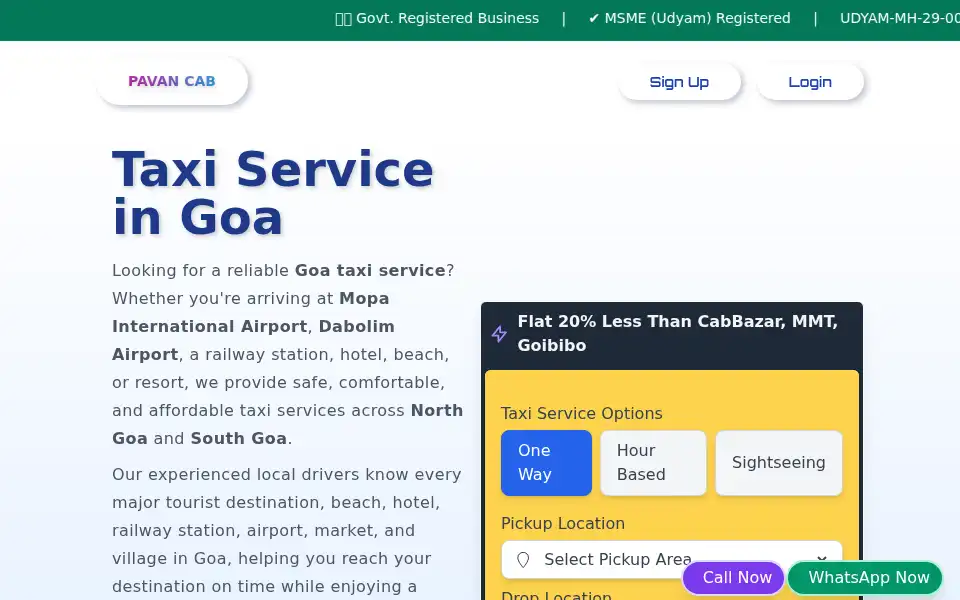 Screenshot of pavancab.com