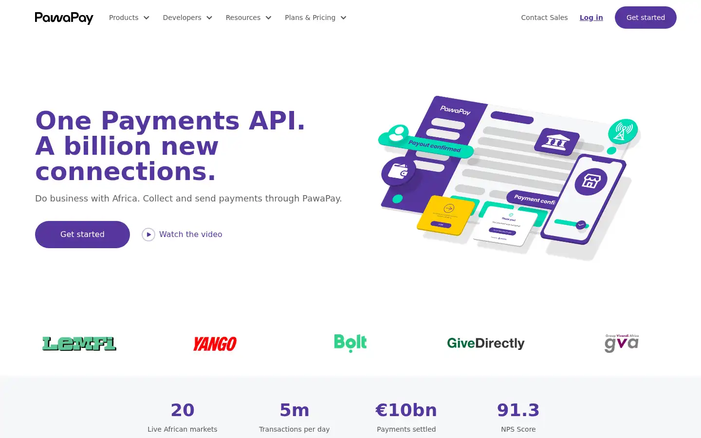 Screenshot of pawapay.io