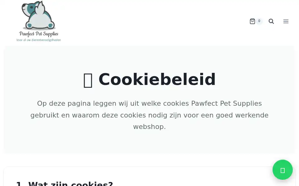 Screenshot of pawfectpetsupplies.nl