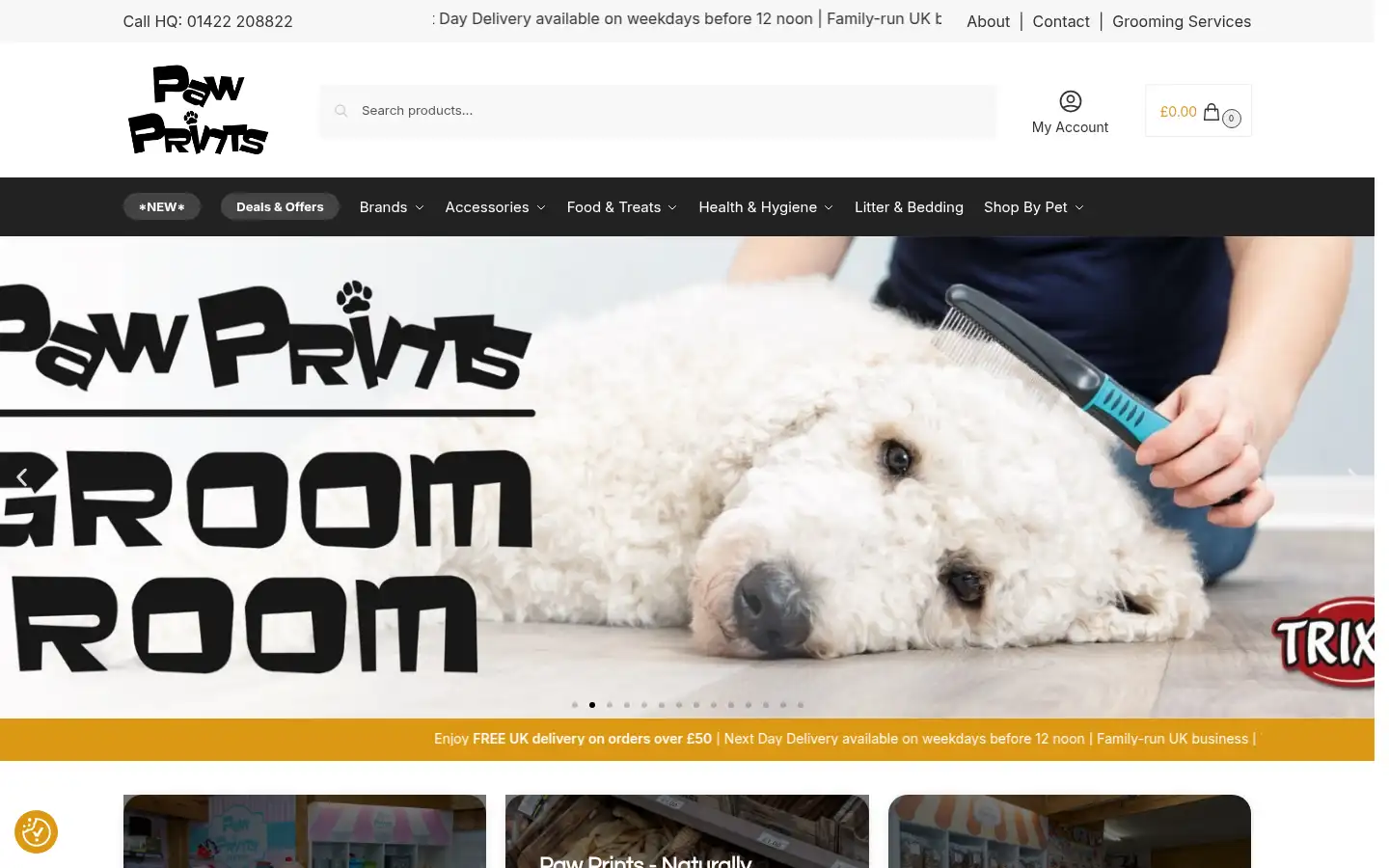 Screenshot of pawprintspetstores.co.uk