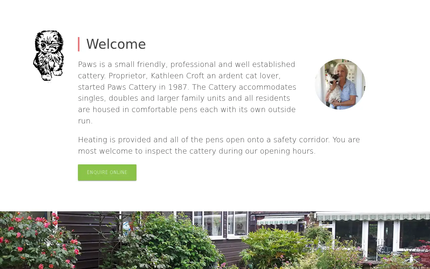 Screenshot of paws-cattery.co.uk