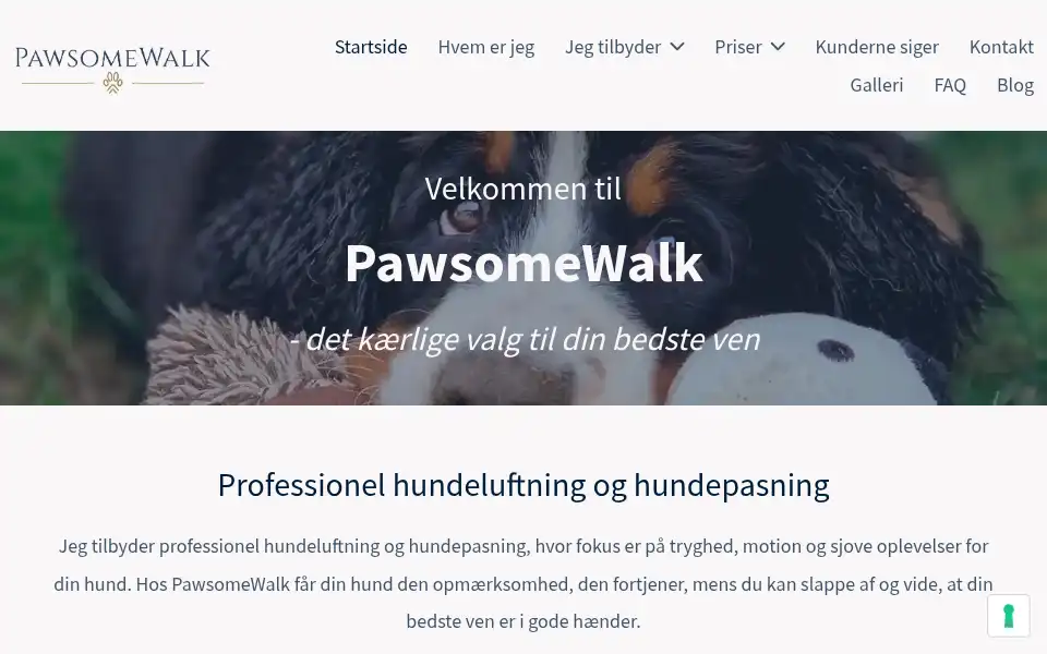 Screenshot of pawsomewalk.dk