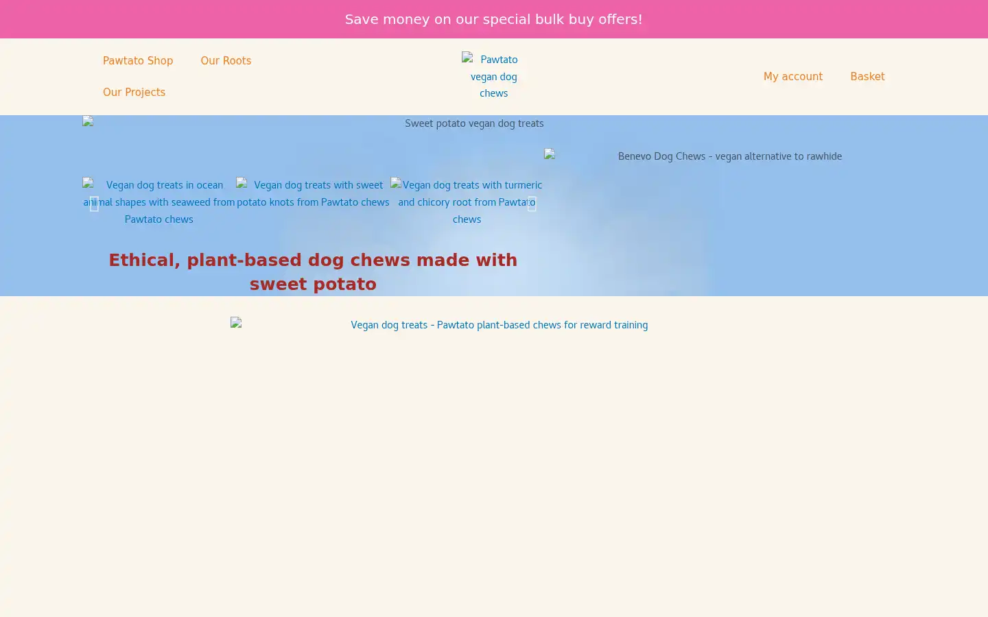 Screenshot of pawtatochews.co.uk