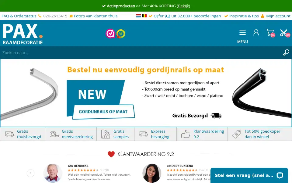 Screenshot of paxraamdecoratie.nl