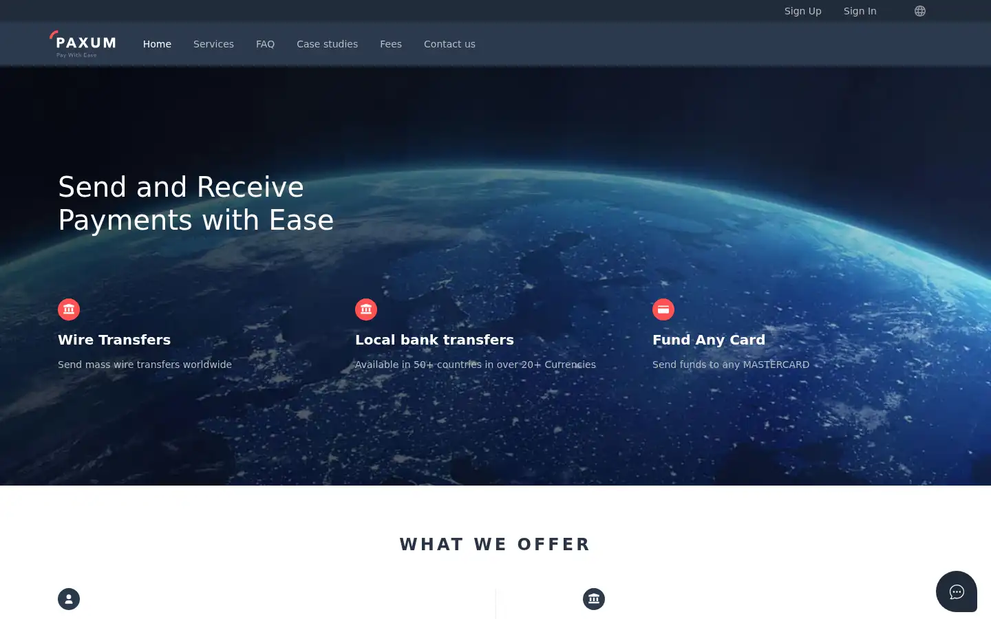 Screenshot of paxum.com