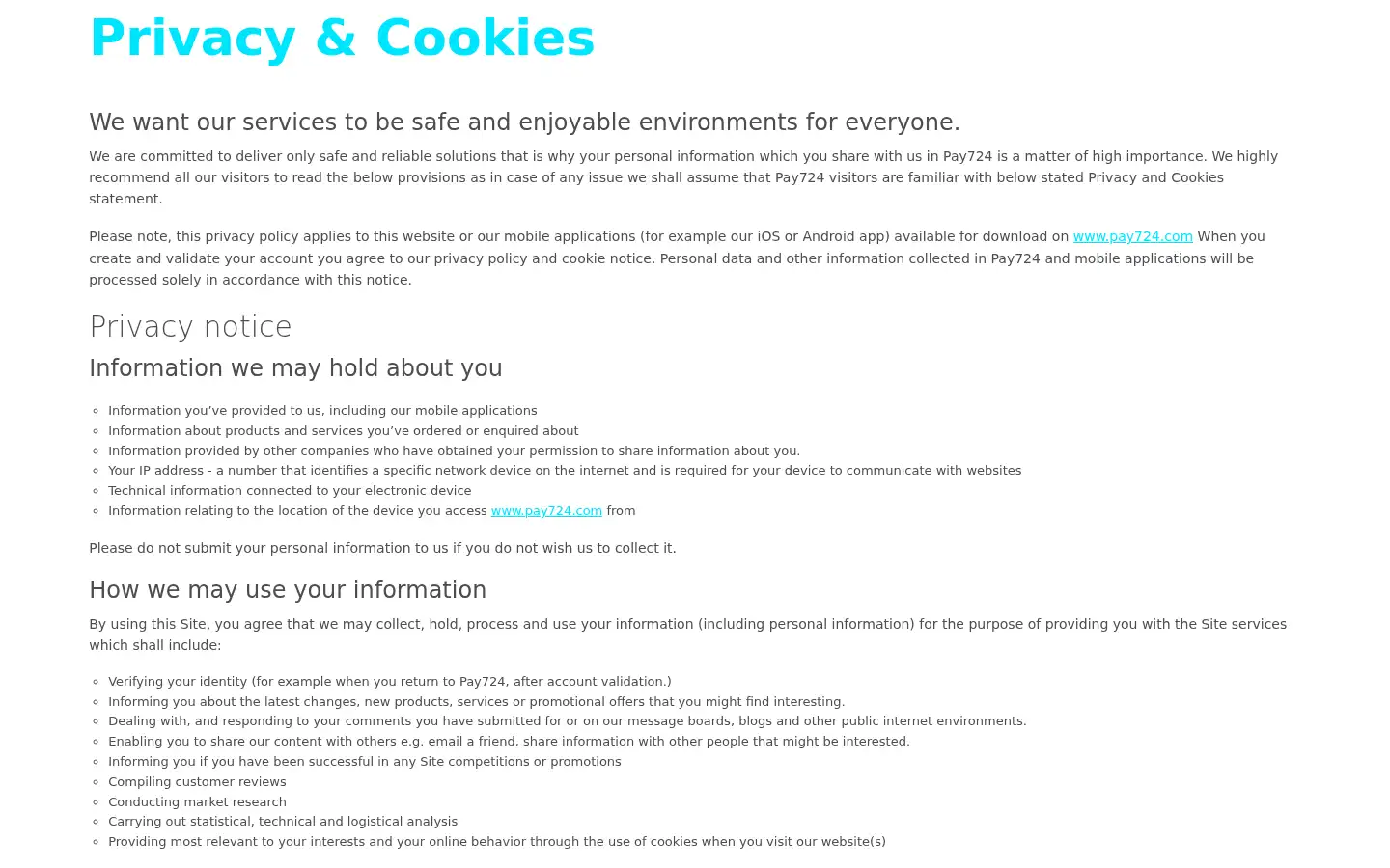 Screenshot of pay724.com