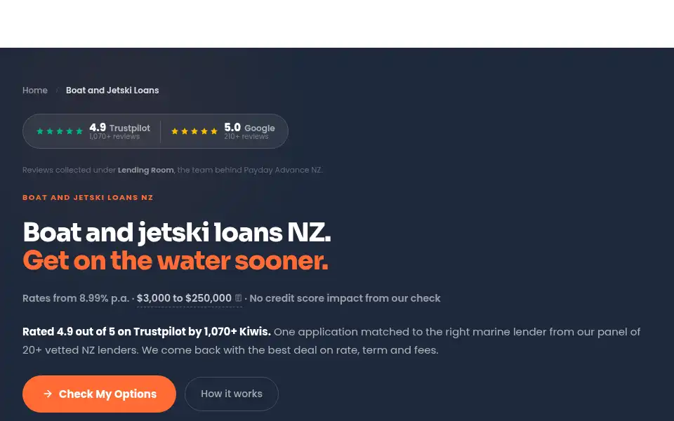 Screenshot of paydayadvance.co.nz