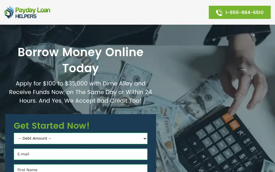 Screenshot of paydayloanhelpers.com