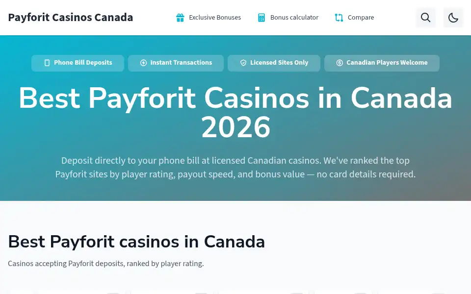 Screenshot of payforit-casinos-canada.com