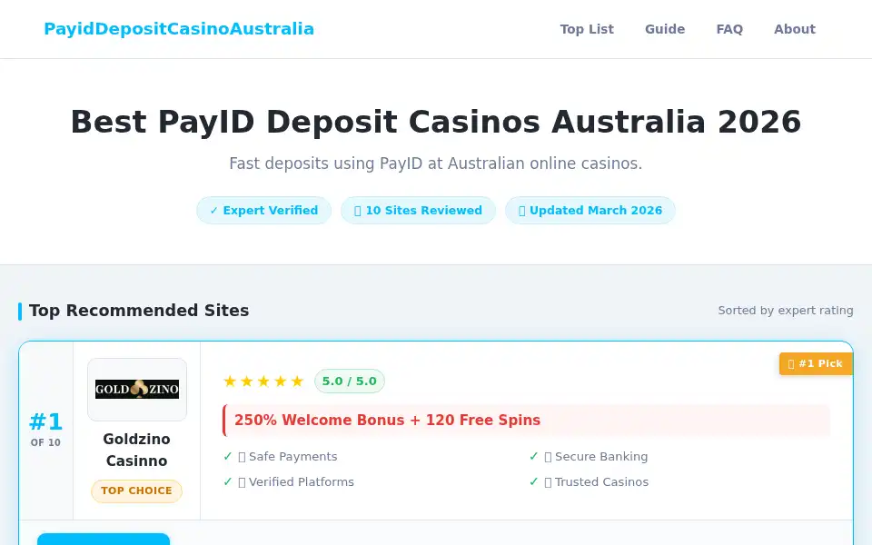 Screenshot of payiddepositcasinoaustralia.com