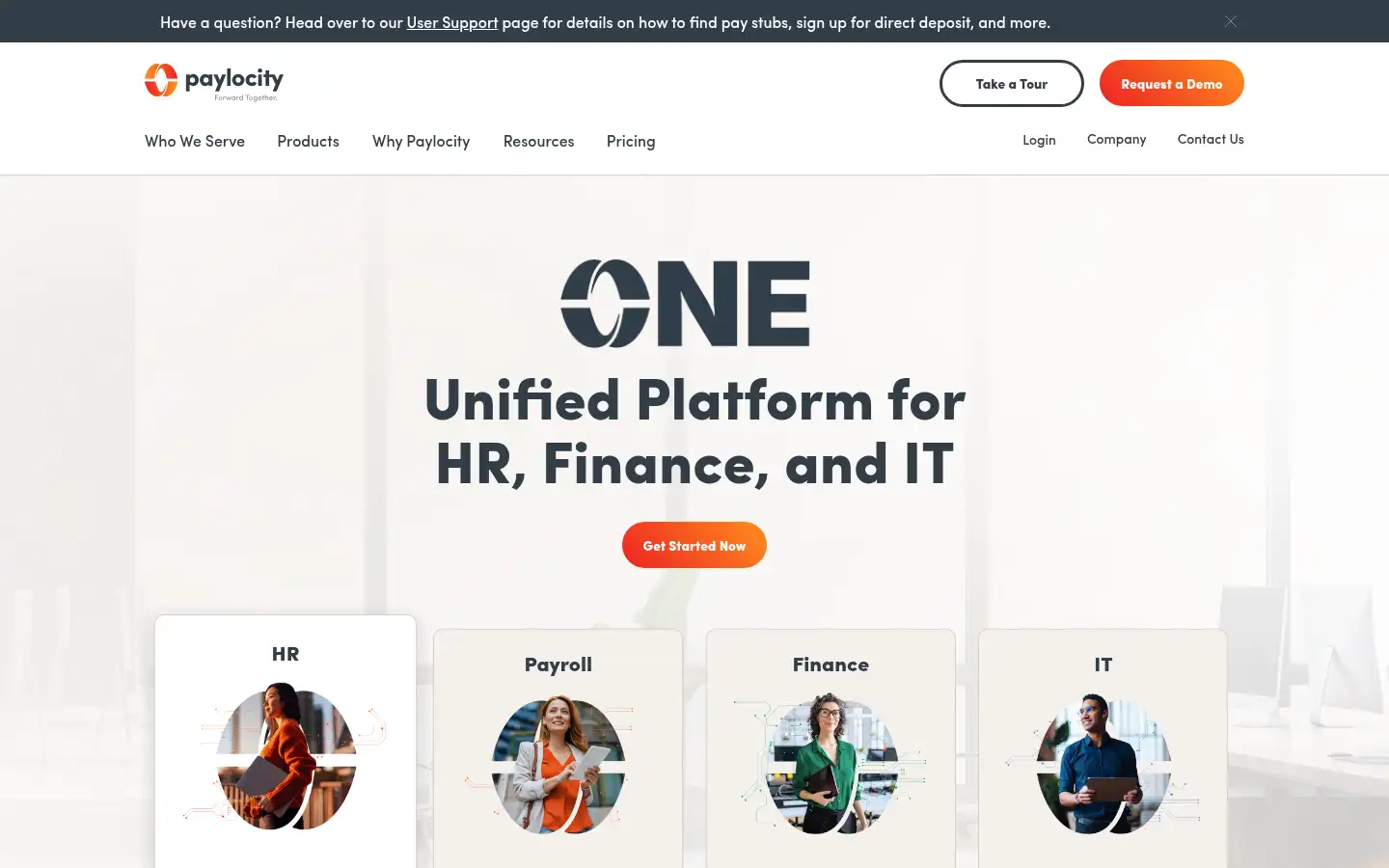 Screenshot of paylocity.com