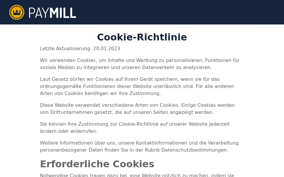 Screenshot of paymill.de