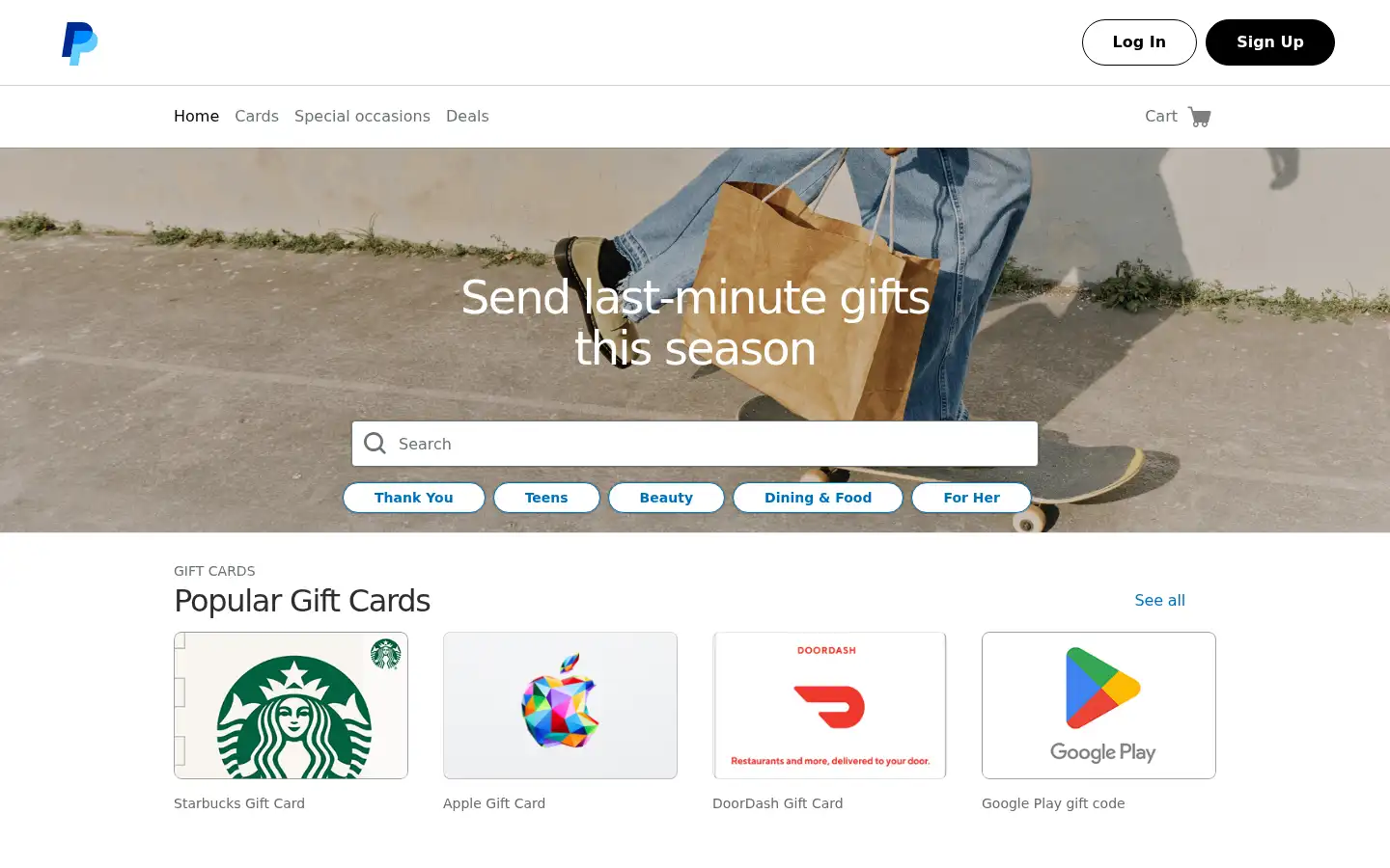 Screenshot of paypal-gifts.com