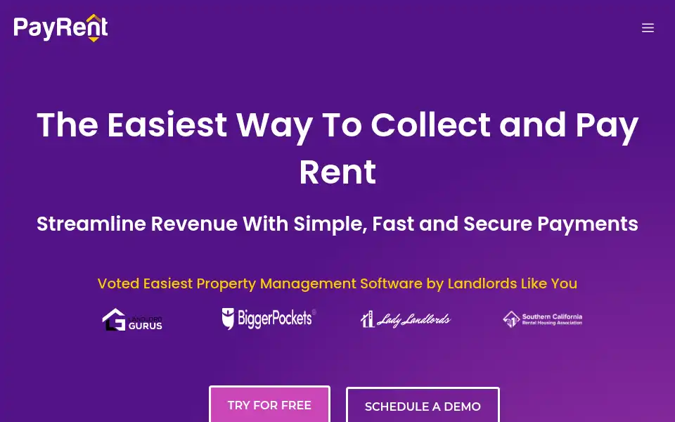 Screenshot of payrent.com