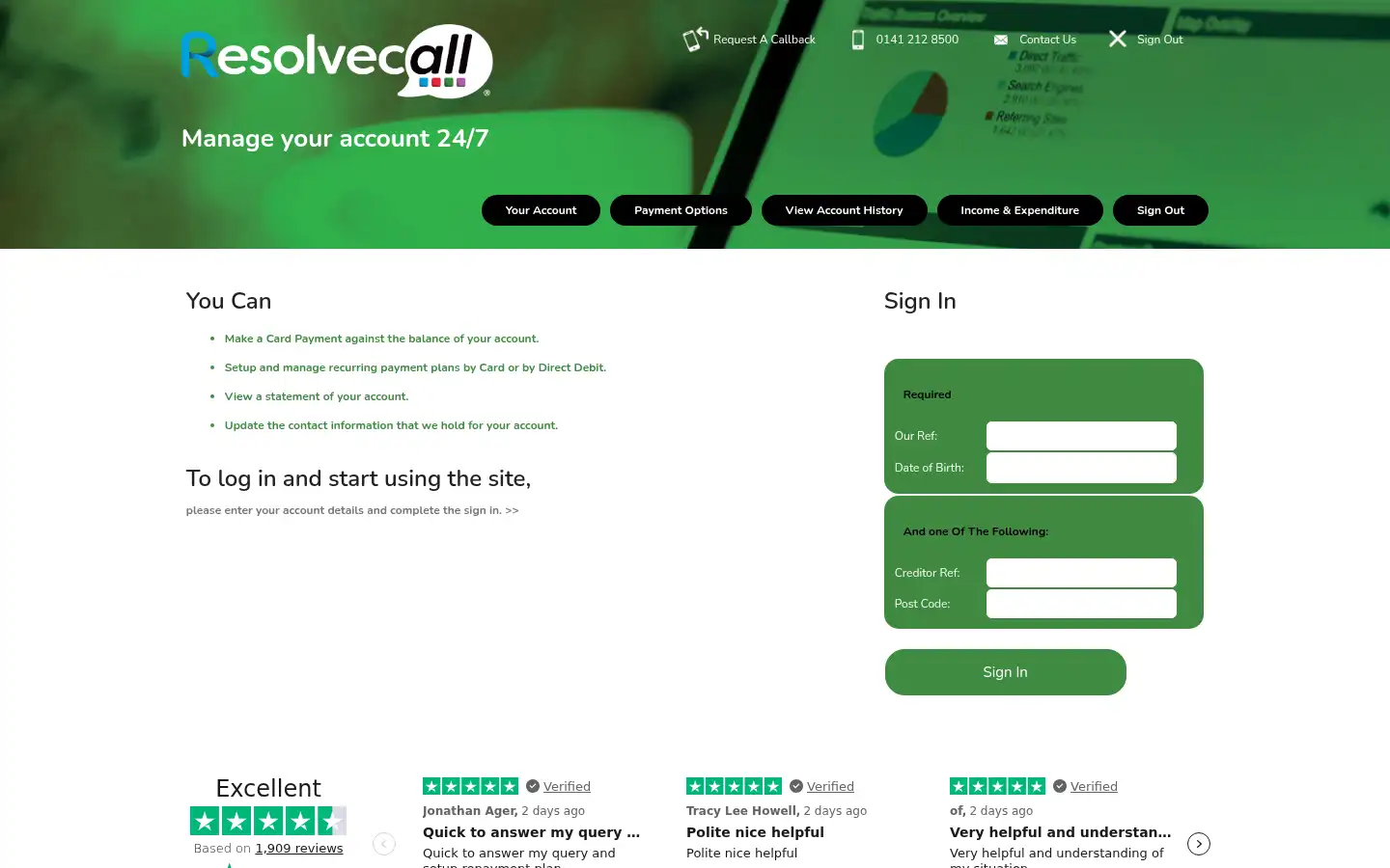 Screenshot of payresolvecall.co.uk