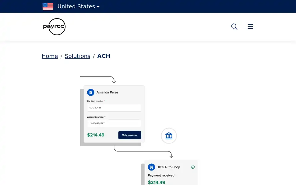 Screenshot of payroc.com