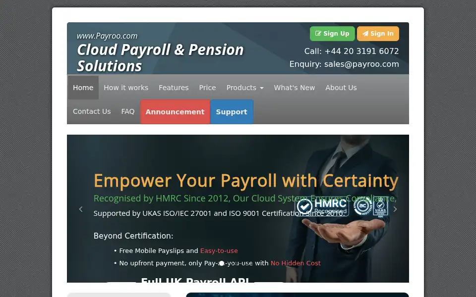 Screenshot of payroo.com