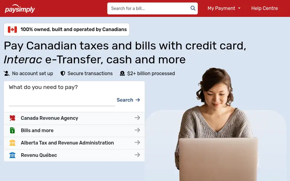 Screenshot of paysimply.ca