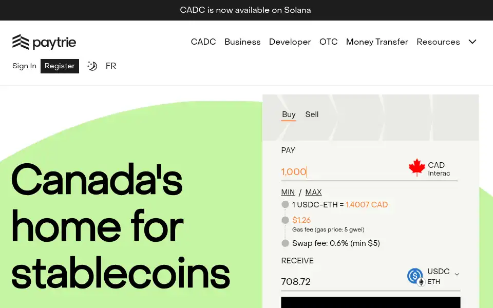 Screenshot of paytrie.com