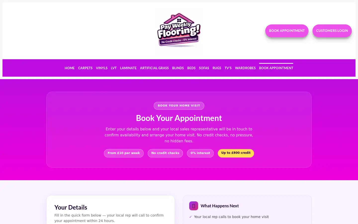 Screenshot of payweeklyflooring.co.uk