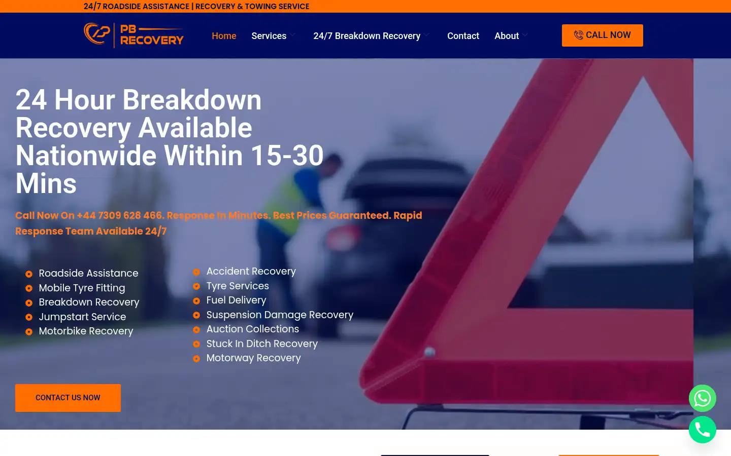 Screenshot of pbrecovery.co.uk
