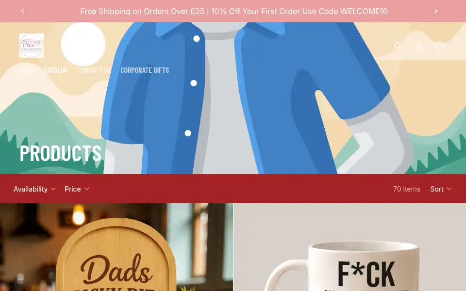 Screenshot of pbwcreations.co.uk
