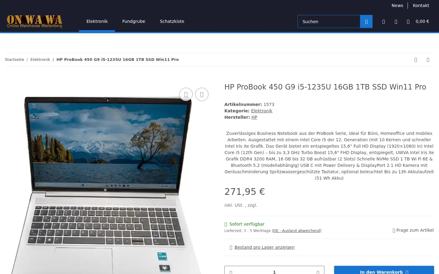 Screenshot of pc-gebraucht.com
