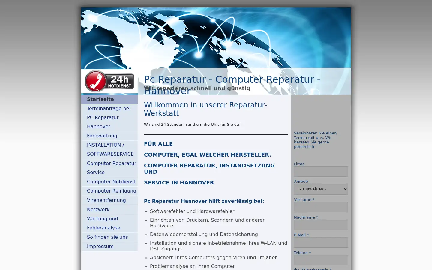 Screenshot of pc-reparatur-hannover.com