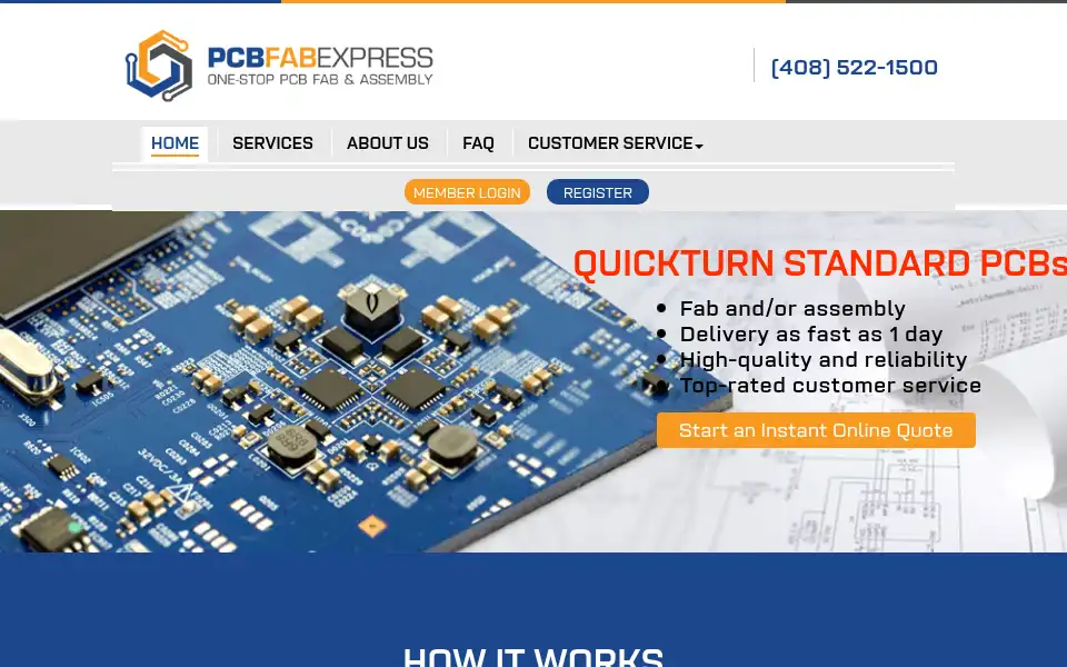 Screenshot of pcbfabexpress.com