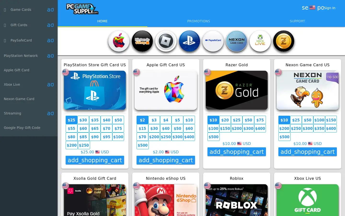 Screenshot of pcgamesupply.com